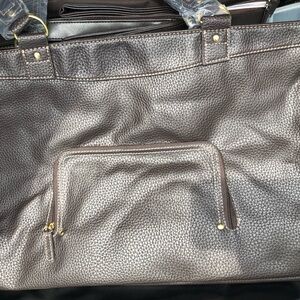 Brown Textured Tote Bag